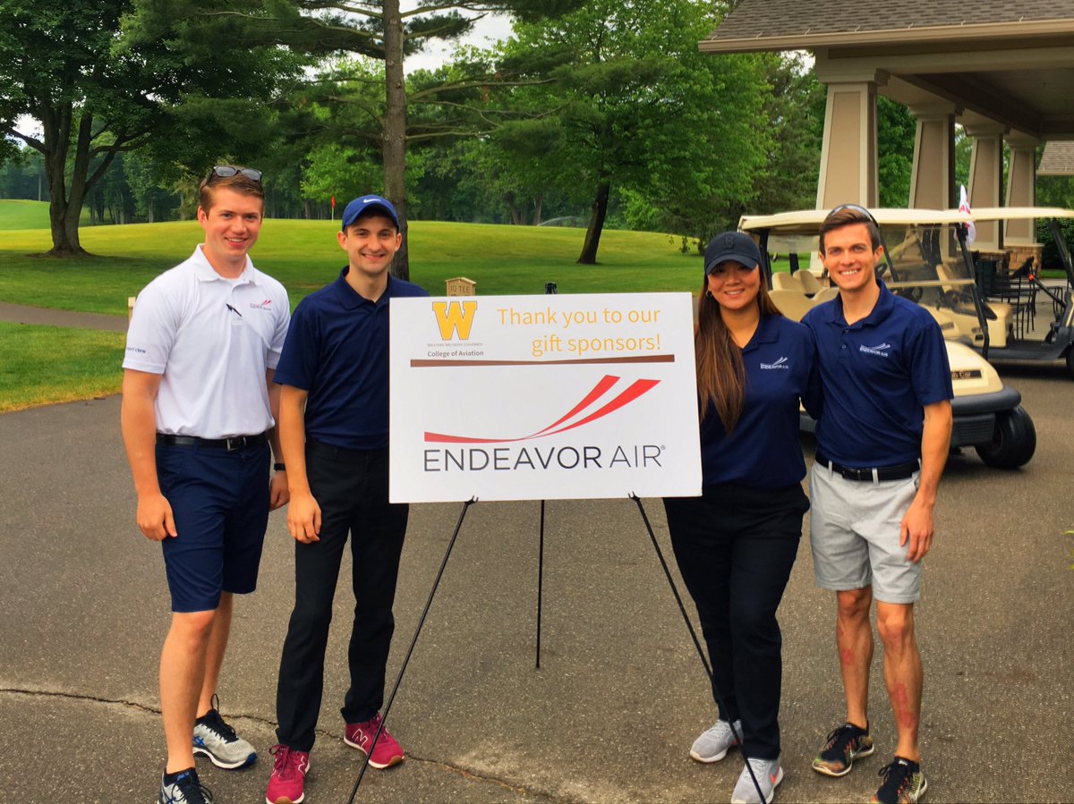 EndeavorAir's tweet photo. We're proud to support the future of aviation. Some days require tough assignments...like the 7th Annual @WMUCoA Golf Outing. #IFlyEDV https://t.co/KolnHwGfrm