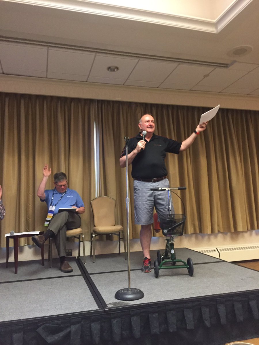 SNAME_HQ's tweet photo. Executive Director Erik Seither kicking the conference off, in spite of injuries and scooter! #dedication #leadSNAME https://t.co/XeZRAK3MrH