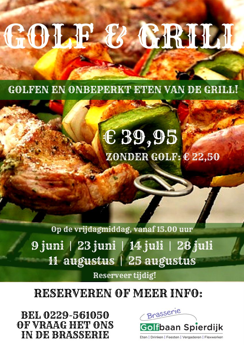Bijna weekend! :) Komen jullie ook eten? Onze #grillmeister staat te popelen #grill #weekend #brasserie #grillweer #golf&amp;grill