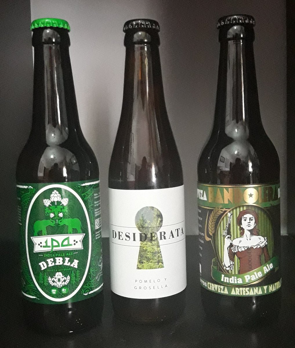 LaBirraArtesana.com
#cerveza #Artesana 
#Debla #IPA 6% 2.00€
#Desiderata #IPA 5.8% 2.75€
#Bandolera  #IPA 6.5% 2.30€