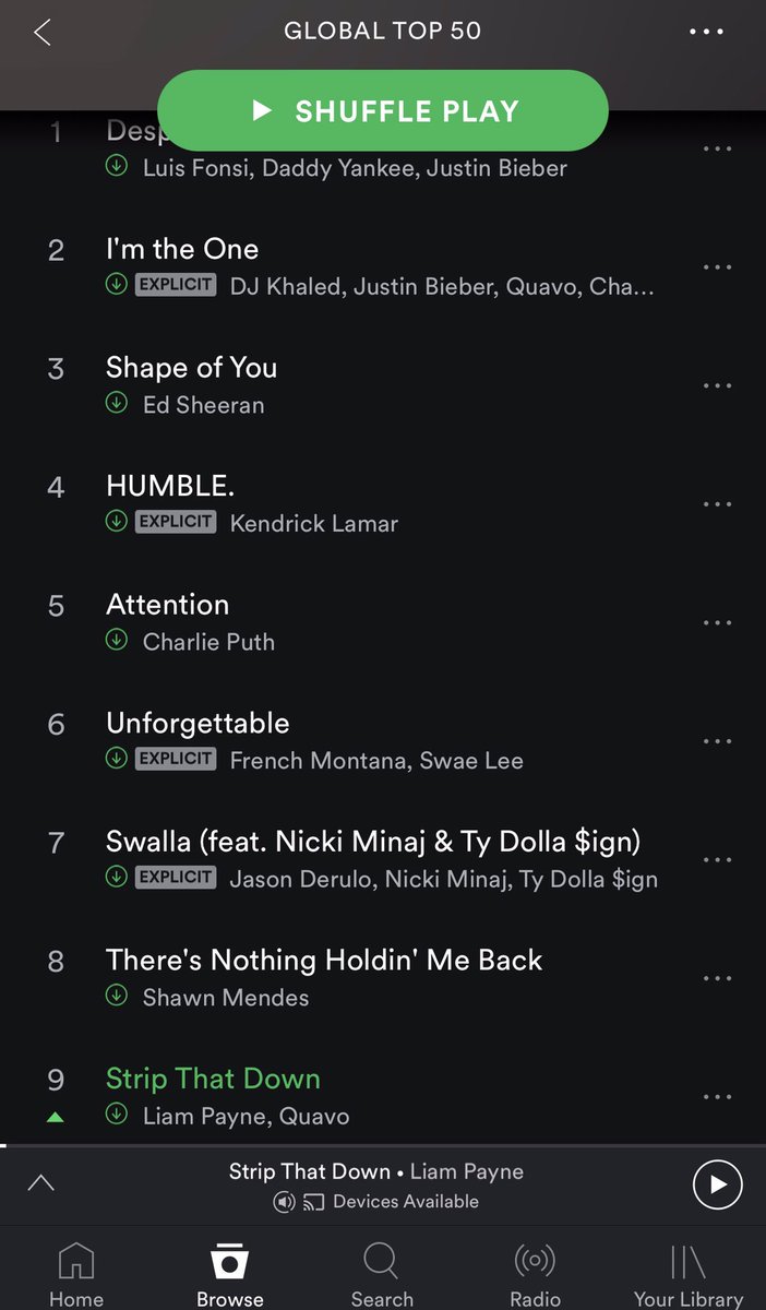 Tilsvarende Forståelse session Liam on Twitter: "Pleased #STRIPTHATDOWN has made it into the top 10 global  @Spotify charts next to some incredible songs! Thank you all for the  support 🙌🏼 https://t.co/JK5emoinNs" / Twitter