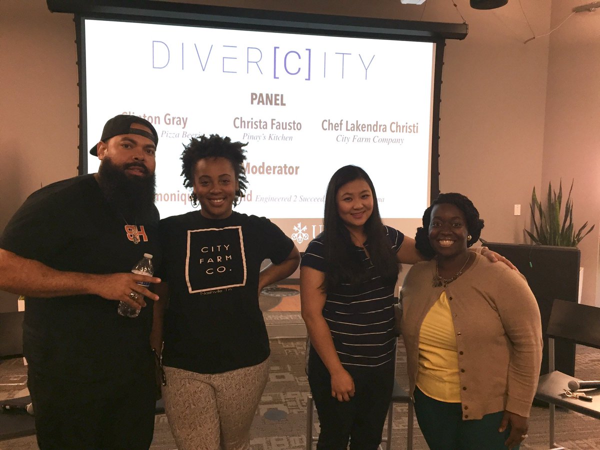 eng2succeed's tweet photo. Loved the @entrecenter DiverCity discussion w/ Nashville's top Food Innovators @slimandhuskys , City Farm Co &amp; Pinay's Kitchen! #Nashville https://t.co/5ZtwC7qXgf