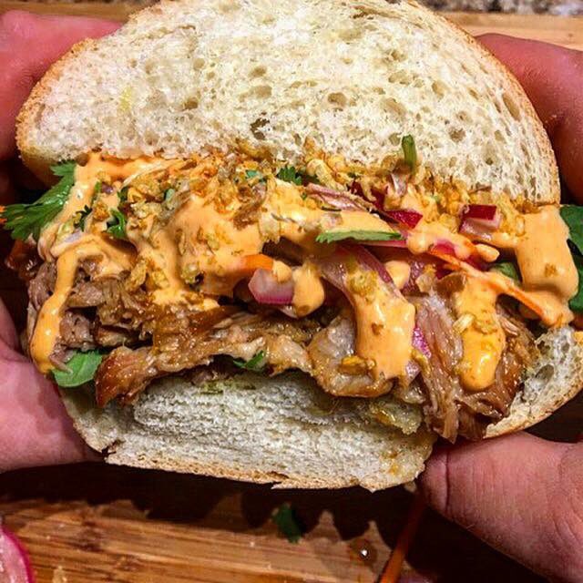 HitchTheKitch's tweet photo. What else you gonna do today besides smash one of these #foodtruckin' #parkresponsibly #happyneighbours #banhmi https://t.co/4evM6UWTLs