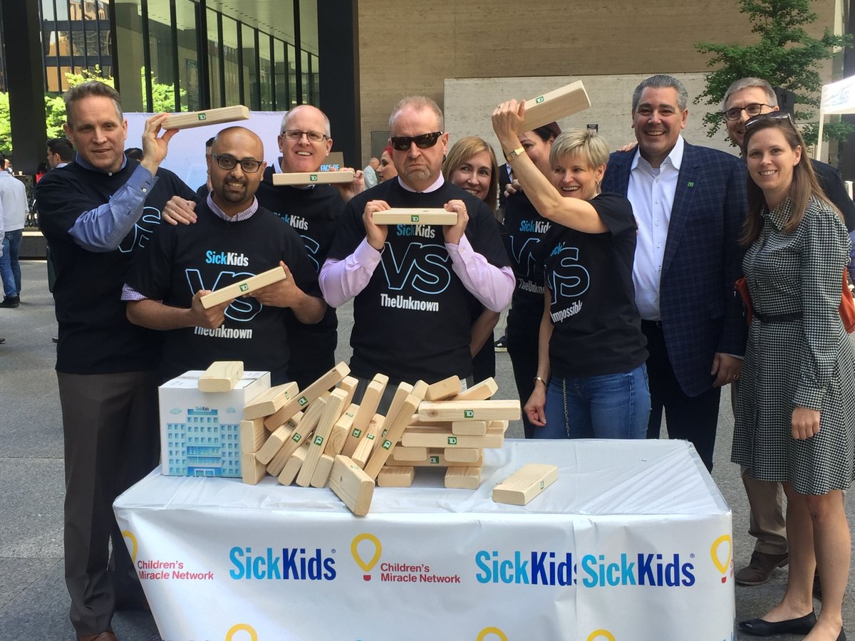 TD_Canada's tweet image. Lots of fun was had supporting @SickKids and @CMNCanada in a giant game of Jenga. #SickKidsVS