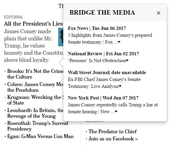 bridgethemedia's tweet photo. Curious about what different news publications are saying about Comey's testimony? Download Bridge the Media to see: https://t.co/1w1MaRsEjv https://t.co/6U3pDCLJoe