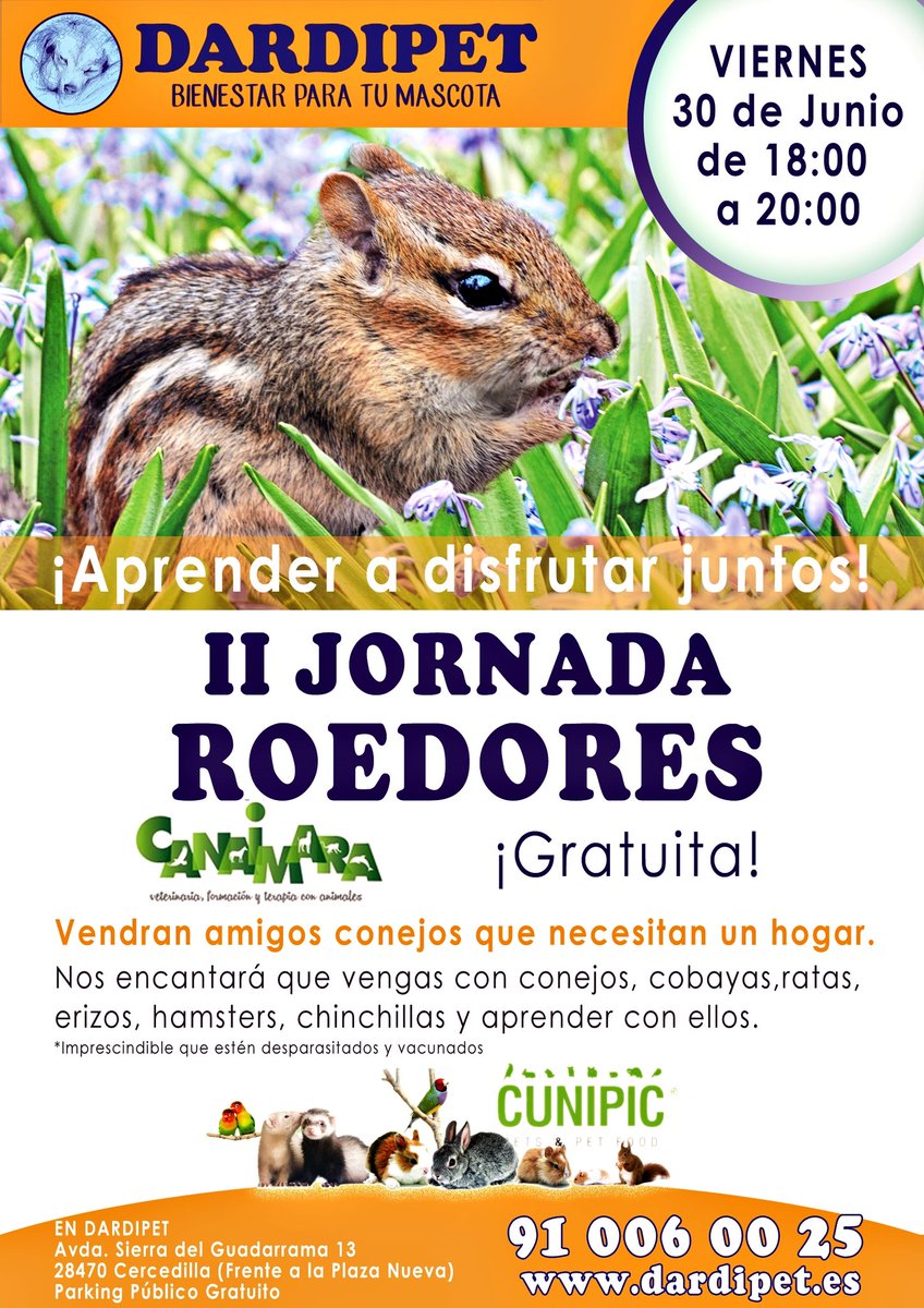 OKCanaimara's tweet photo. Si te gustan los #roedores y #conejos, te esperamos el 30 de junio en @Dardipet #cunipic #cercedilla #vencontumascota  #sierradeguadarrama https://t.co/TEFEBU7IFQ