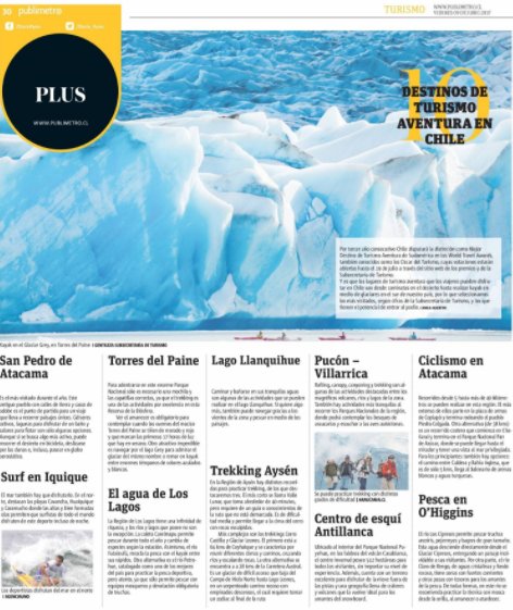 Destinos de Turismo Aventura vía <a href="/PublimetroChile/">Publimetro</a> #VotaporChile mejor destino turismo aventura #WorldTravelAwards bit.ly/2pZxmA4