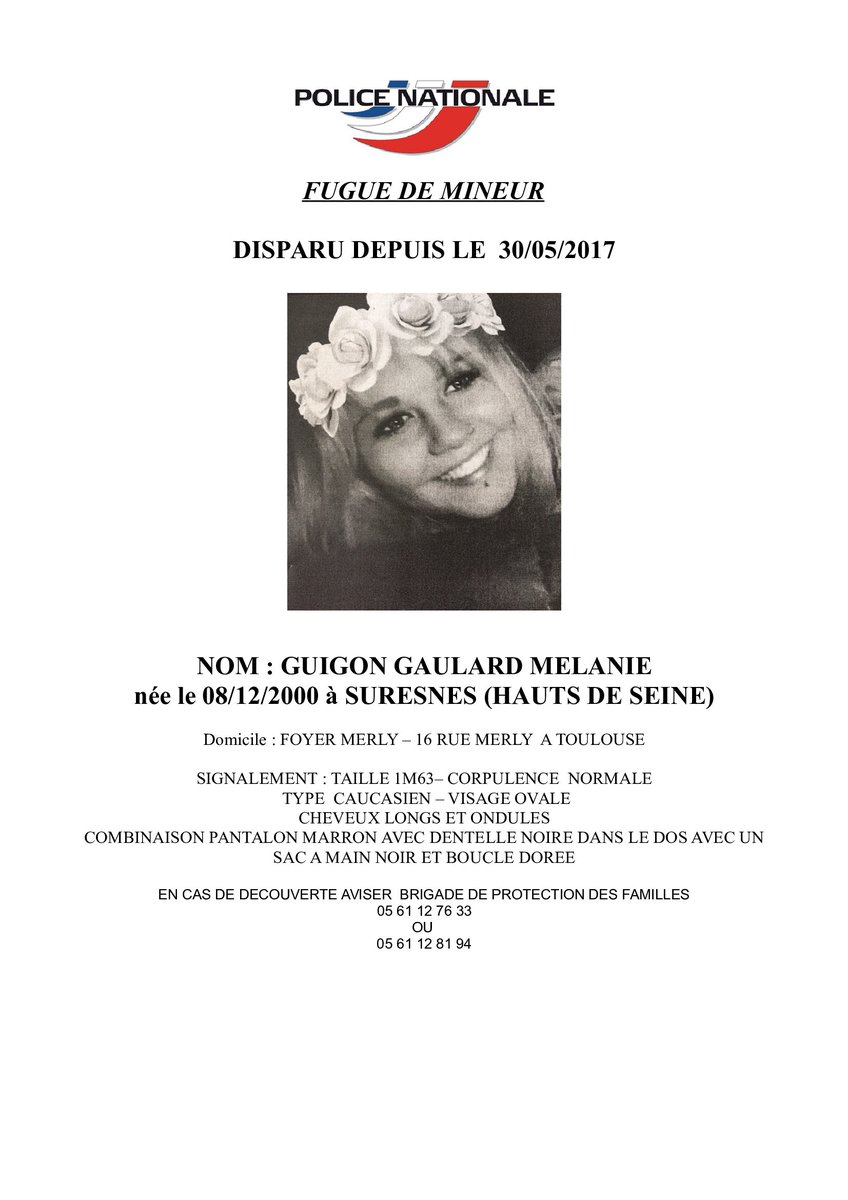 PoliceNat31's tweet photo. #Fugue de #mineur #Toulouse #URGENT merci de #RT au maximum https://t.co/dYa1wLyeKU