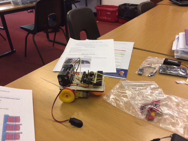 Miss Brown has built her first robot on her course today! Looking forward to the pupils having this much fun with them too!