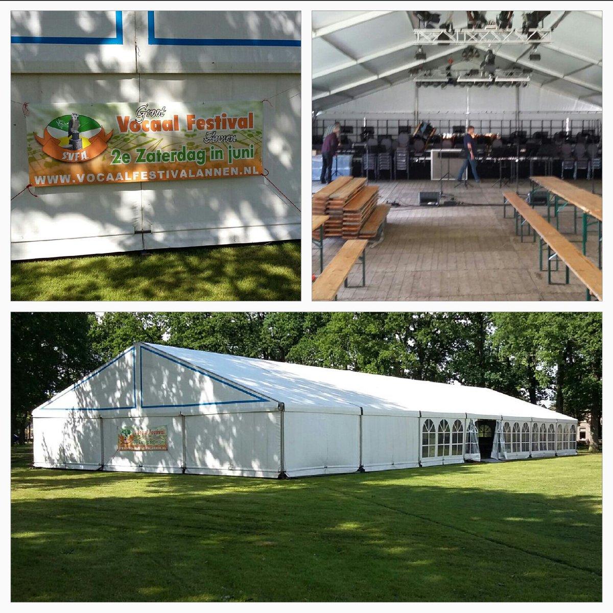#zon breekt door, de tent wordt ingericht. Vanavond Festival inConcert. #Annen #wezijnerbijnaklaarvoor