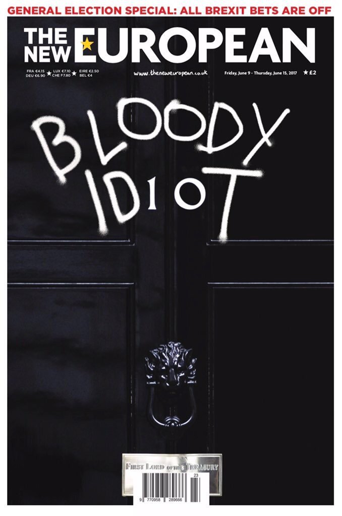 Saturday's New EUROPEAN: "Bloody Idiot" #bbcpapers #tomorrowspaperstoday