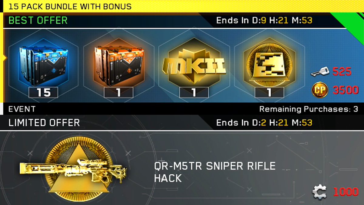 THE MEGA BUNDLE RETURNS + SNIPER RIFLE HACK 
youtu.be/PT-ZkgL1z74