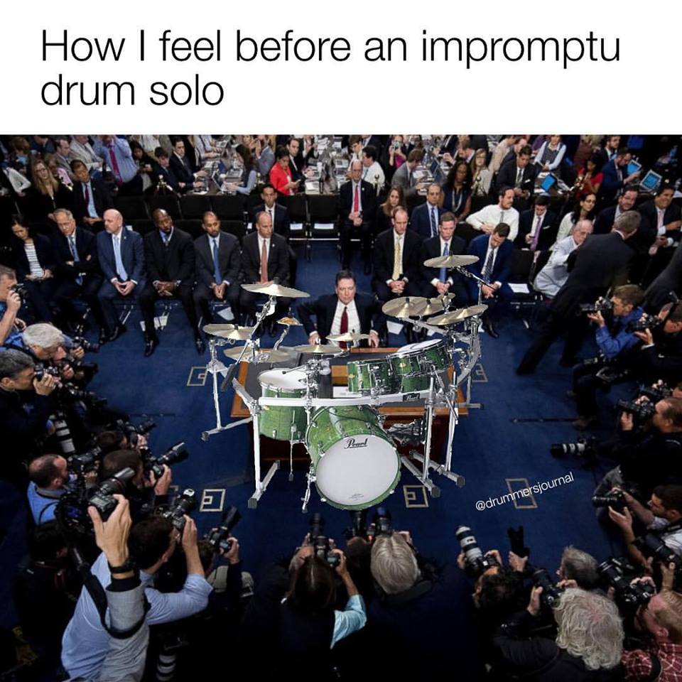 When someone in the crowd shouts "drum solo" &amp; it turns into a chant &amp; everyone looks at you expectantly including members of your own band😂