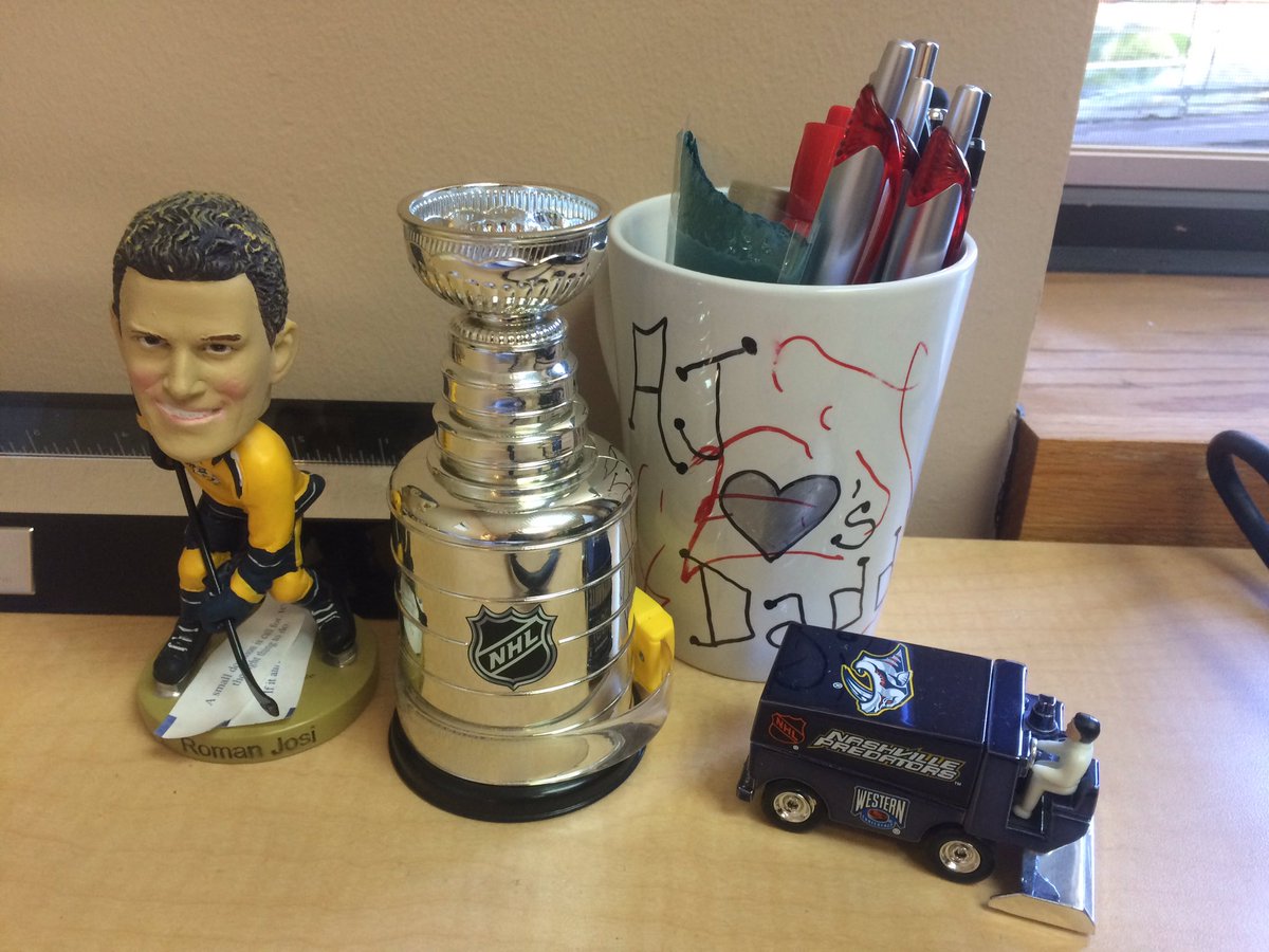 MikeOja's tweet photo. @PREDSident @PredsNHL @BrdgstoneArena I'll be there, thanks to #TDPreds! I've had this mini #StanleyCupย since 10/5/2005, the day I adopted the #Preds as my team! #StandingWithYou https://t.co/KcjNDPt9mZ