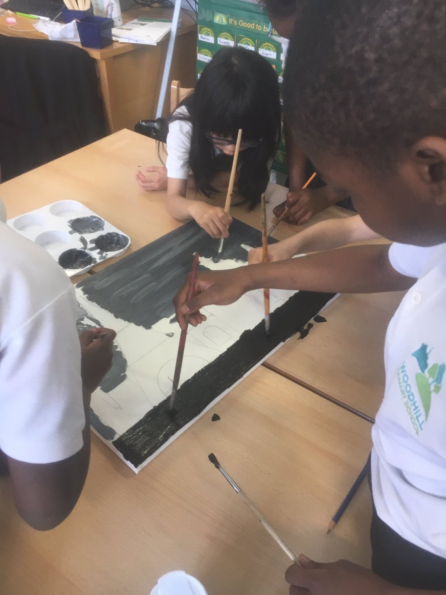 Beginning our John Virtue/Phantom of the Opera/Parisian inspired art work! Can't wait till everyone sees our final outcome <a href="/WoodhillArt/">Art</a>