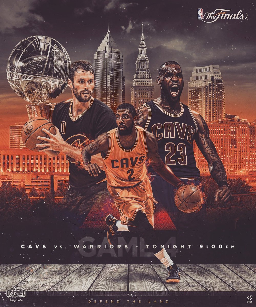 _JoeyC_'s tweet photo. No matter what happens, #DefendTheLand. 

Now let's go get this W, @cavs. 

#NBAFinals Game 4 artwork. https://t.co/vMWheZ5Opg