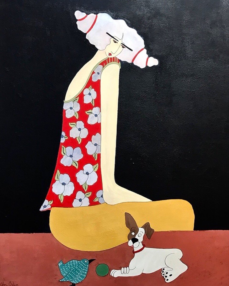 "Company"
<a href="/CherTheArt/">Cher Odum</a> 
#Gouache on #Watercolor Paper
32" x 28" (#framed)

#illustration #drawing #portland #fineart #artist