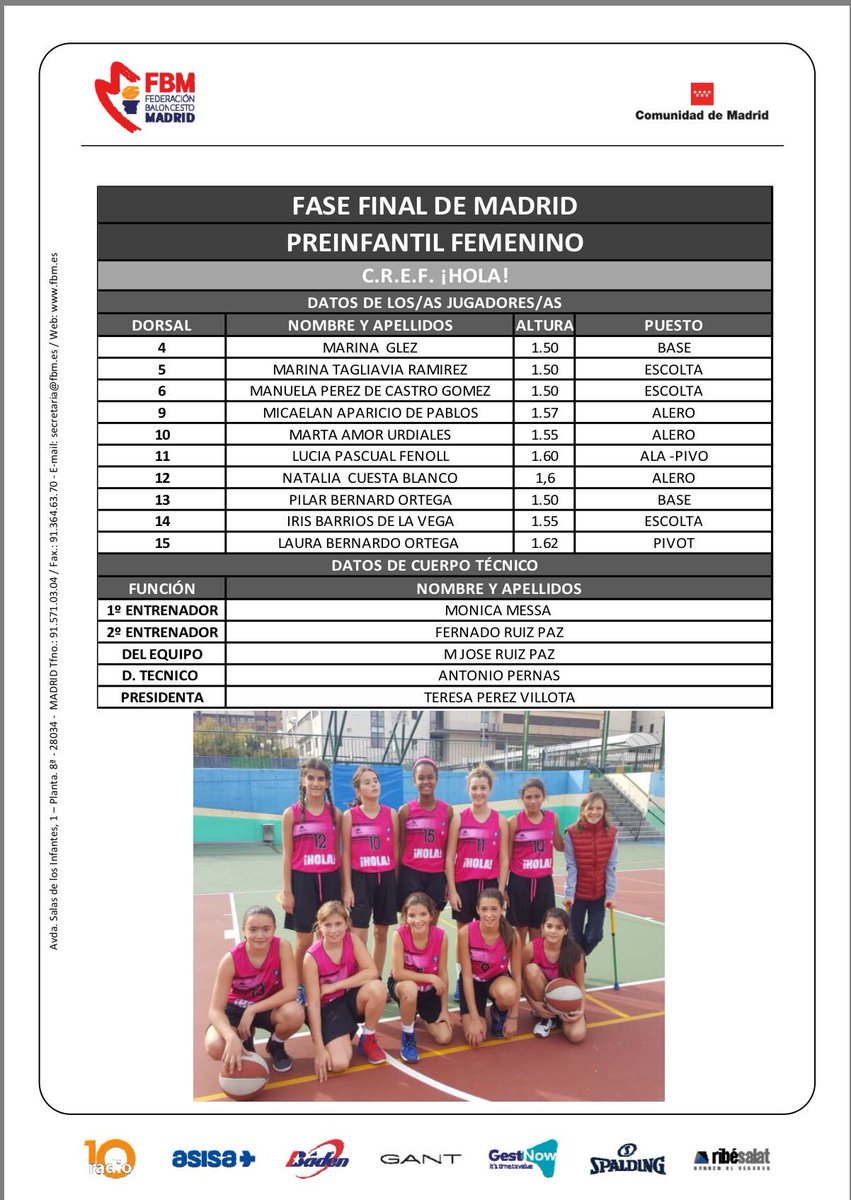 CDCREF's tweet photo. #CanteraCref Plantilla de nuestro preinfantil femenino que juega la final de Madrid. Mucha suerte! #GoCref https://t.co/DDEWxqdcm1