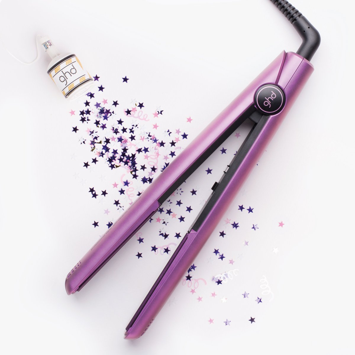 ghd's tweet photo. We're celebrating 16 years of ghd with this sassy purple update to our original styler 💁 #ghdsweet16 https://t.co/zs3VC7IO4g https://t.co/xyHkp6vj7p