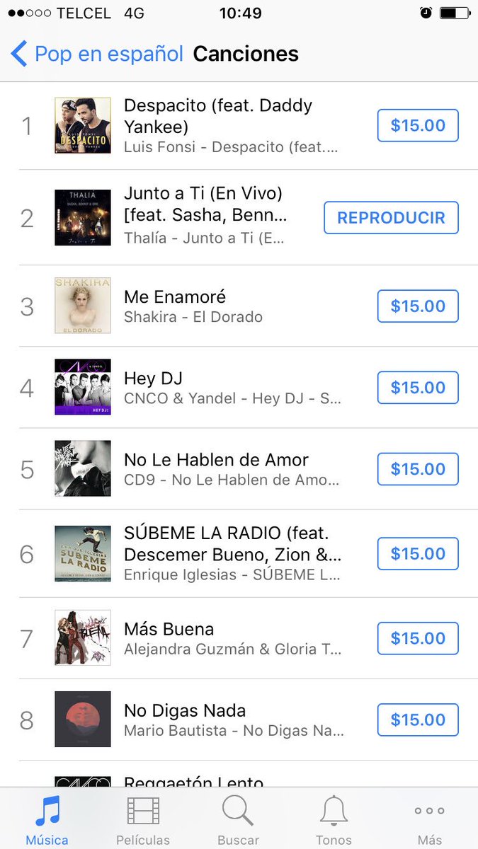 josu_e's tweet photo. #JuntoATi en el lugar 5 de #iTunes General y en el lugar 2 en Pop en español🙌 congrats @Thalia! @erikrubin @SashaSokol @bennyibarra #thalia https://t.co/Hlhc995IY8