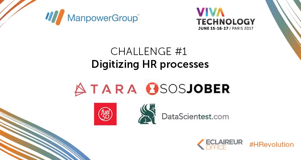 ManpowerGroupFR's tweet photo. @viva Les 3 #startups finalistes de notre challenge Automatisation sont DataScientest, @taradotai et @SOSJober 👏🏼  #VivaTech [2/3] https://t.co/RjhDtlzFGa
