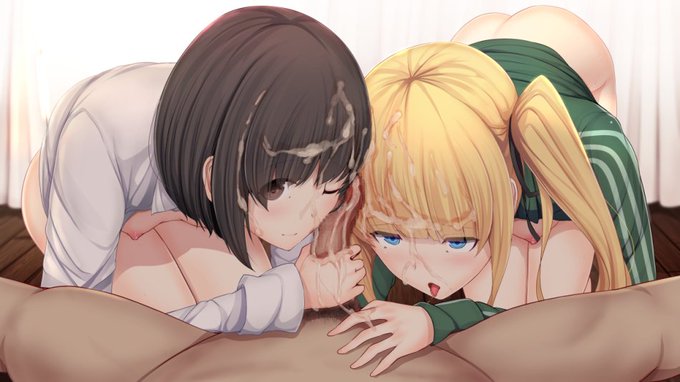 【R18】口でお掃除。頭が前にくる姿勢と構図がめちゃくちゃ苦手なので練習絵 