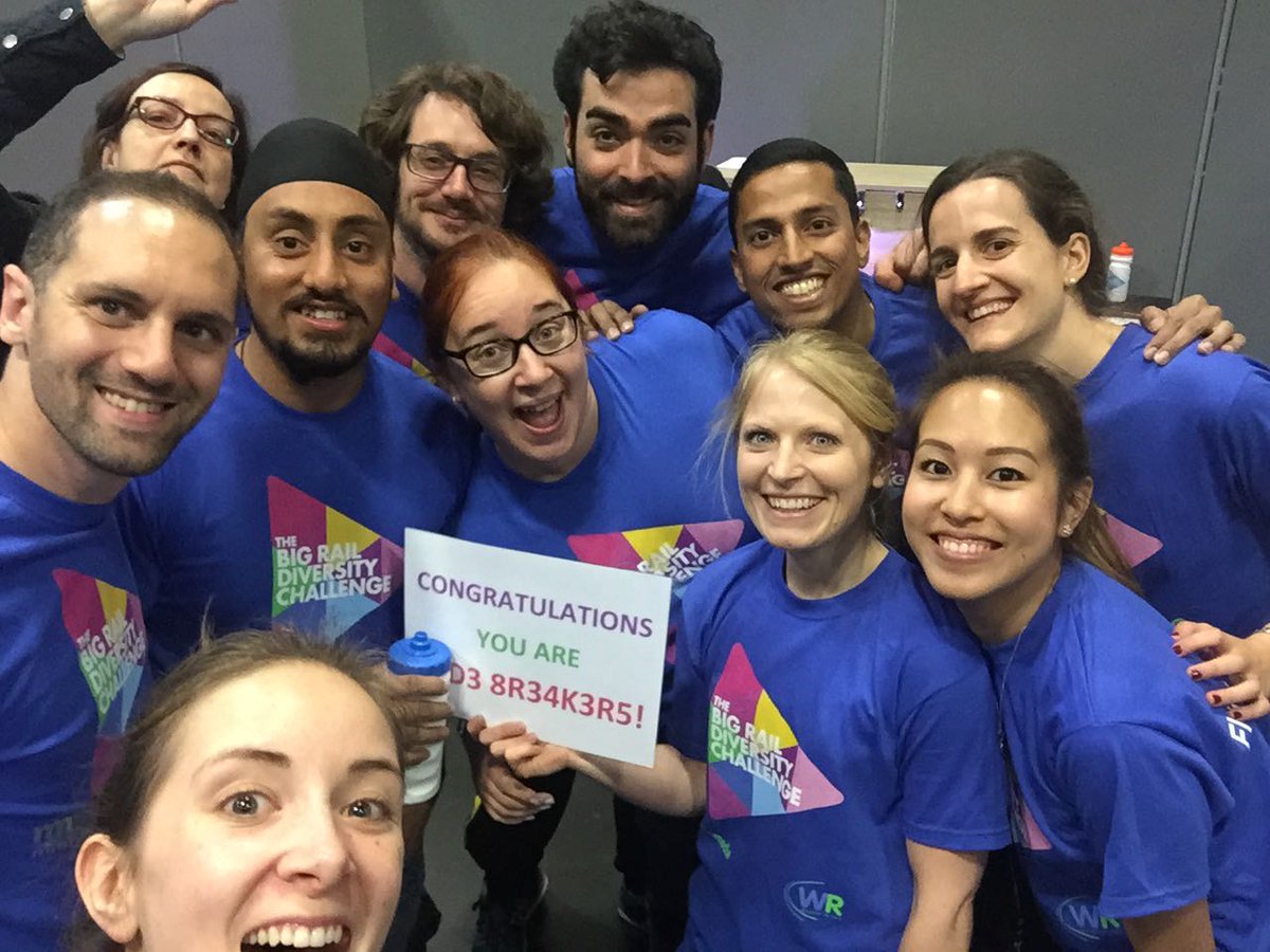 AlexChardonnay's tweet photo. The Flying Jacobsman (Team Jacobs) having a great time at the Big rail diversity challenge! #BigRail2017 @WomeninRail https://t.co/1Uw7Obt9ey