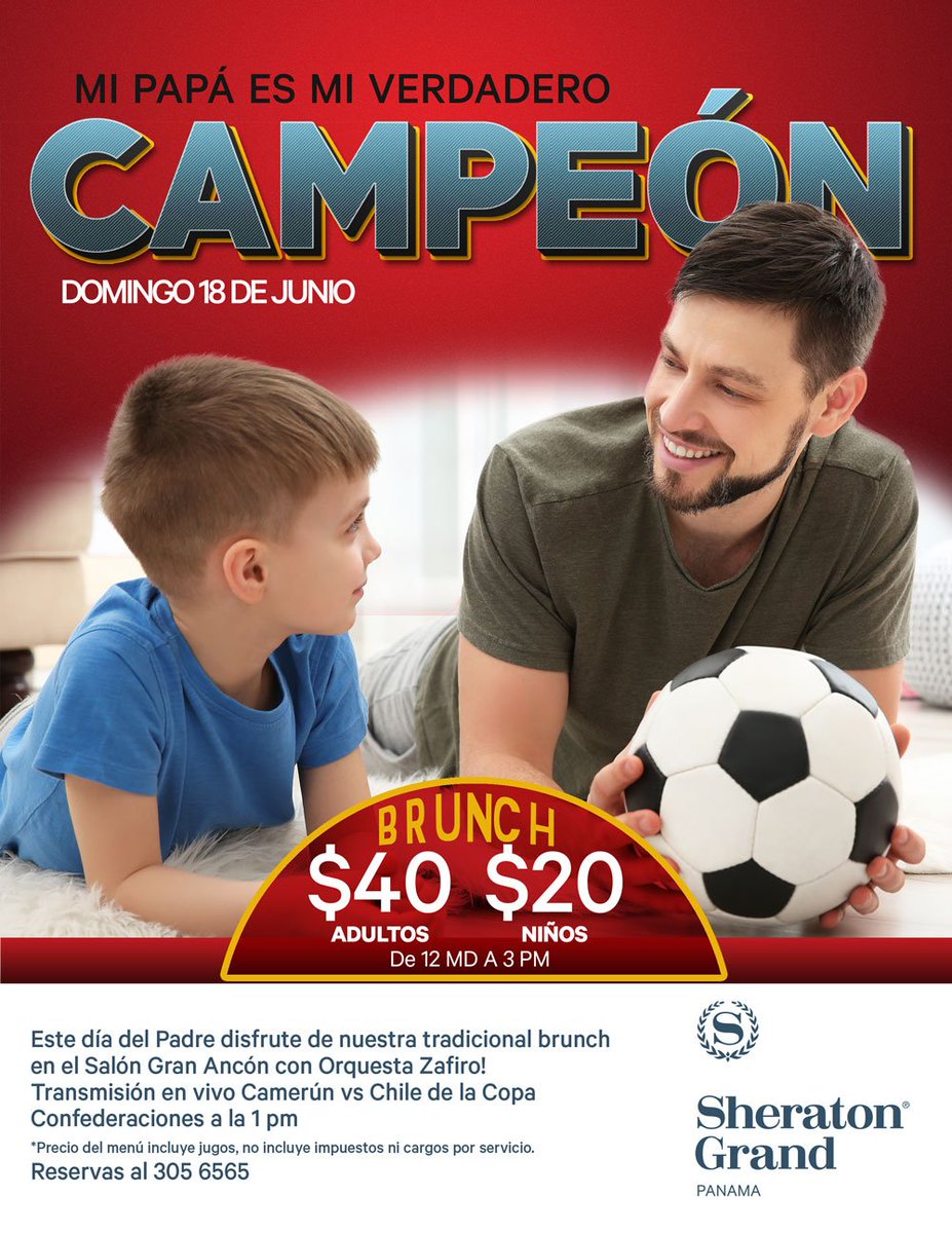 Este día del Padre disfruta de nuestro tradicional brunch en el Salón Gran Ancón con la orquesta Zafiro! Para reservas al 305-6565