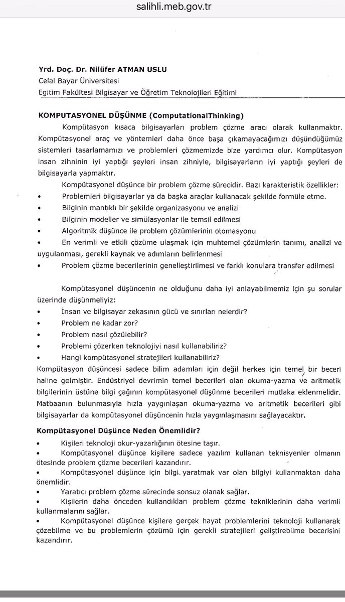 scratchogren's tweet image. Nilüfer Hanım ne güzel yazmış. #KompütasyonelDüşünce @nilatman @kodlamanisa