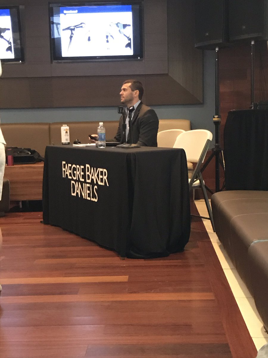 StaceySmiricky's tweet photo. Final presentation of the #CubsCLE by @Imm_FaegreBD attorney, Ryan Marques. @FaegreBD https://t.co/gzUu5nVwEb