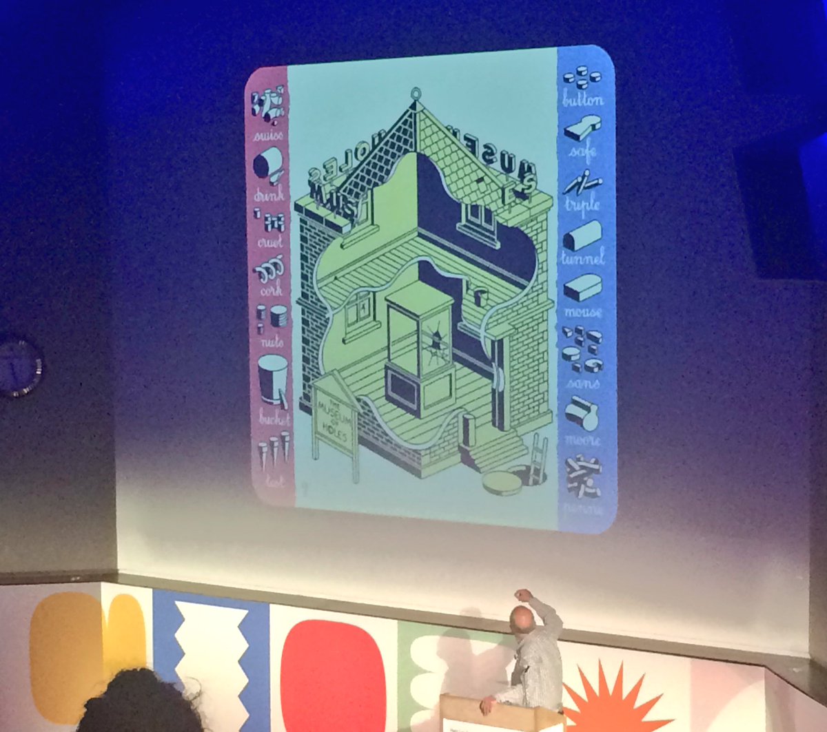 The brilliant George Hardie's Museum of Holes for the Oxymoron calendar, illustrating "full of holes" #HereLondon