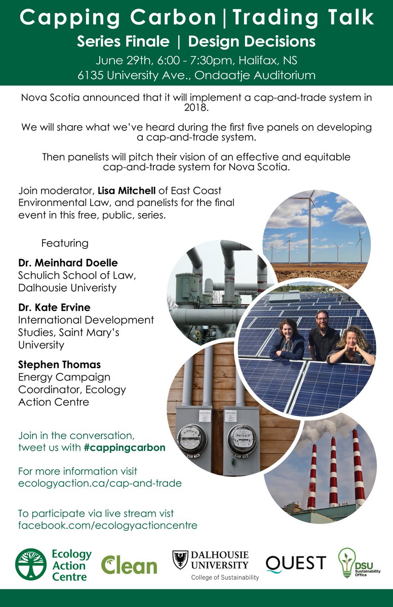 EcologyAction's tweet photo. You're invited! #CappingCarbon Finale - #CapandTrade Design Decisions, Jun 29, 6-7:30 pm w/ @StephenJWT @KateErvine @MDoelle and @ecelaw. https://t.co/cw5ANAkVSU