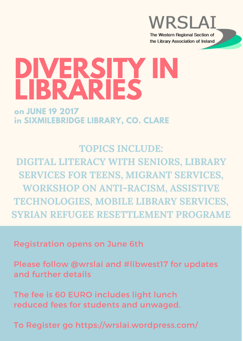 WRSLAI's tweet photo. #dbslib17 anyone interested in coming to Clare we are having a seminar in sixmilebridge on 19 June great topic &amp; speakers registration open https://t.co/SzGyduo9wP