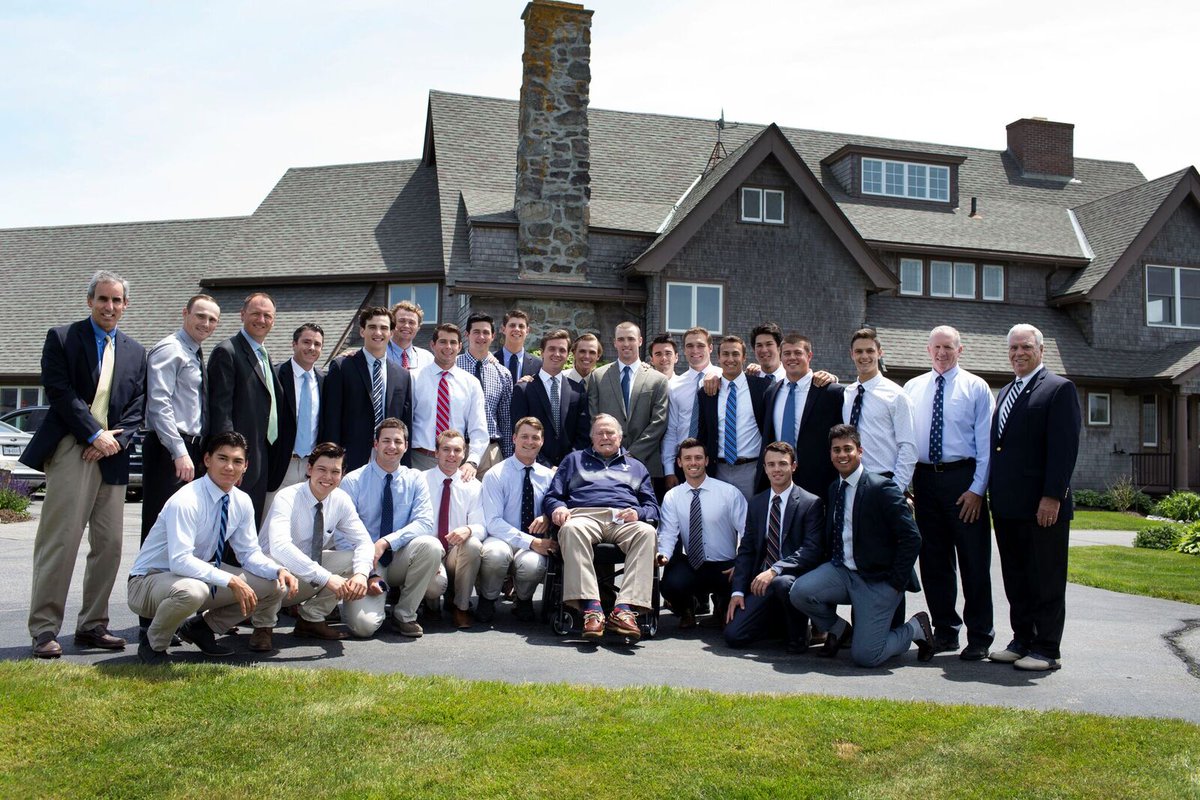 George Bush (@georgehwbush) on Twitter photo Congratulating <a href="/YaleBaseball/">Yale Baseball</a> for terrific season: Ivy League champs, school record for wins, 1st multi-win trip to CWS in almost 70 years. Congratulating <a href="/YaleBaseball/">Yale Baseball</a> for terrific season: Ivy League champs, school record for wins, 1st multi-win trip to CWS in almost 70 years.