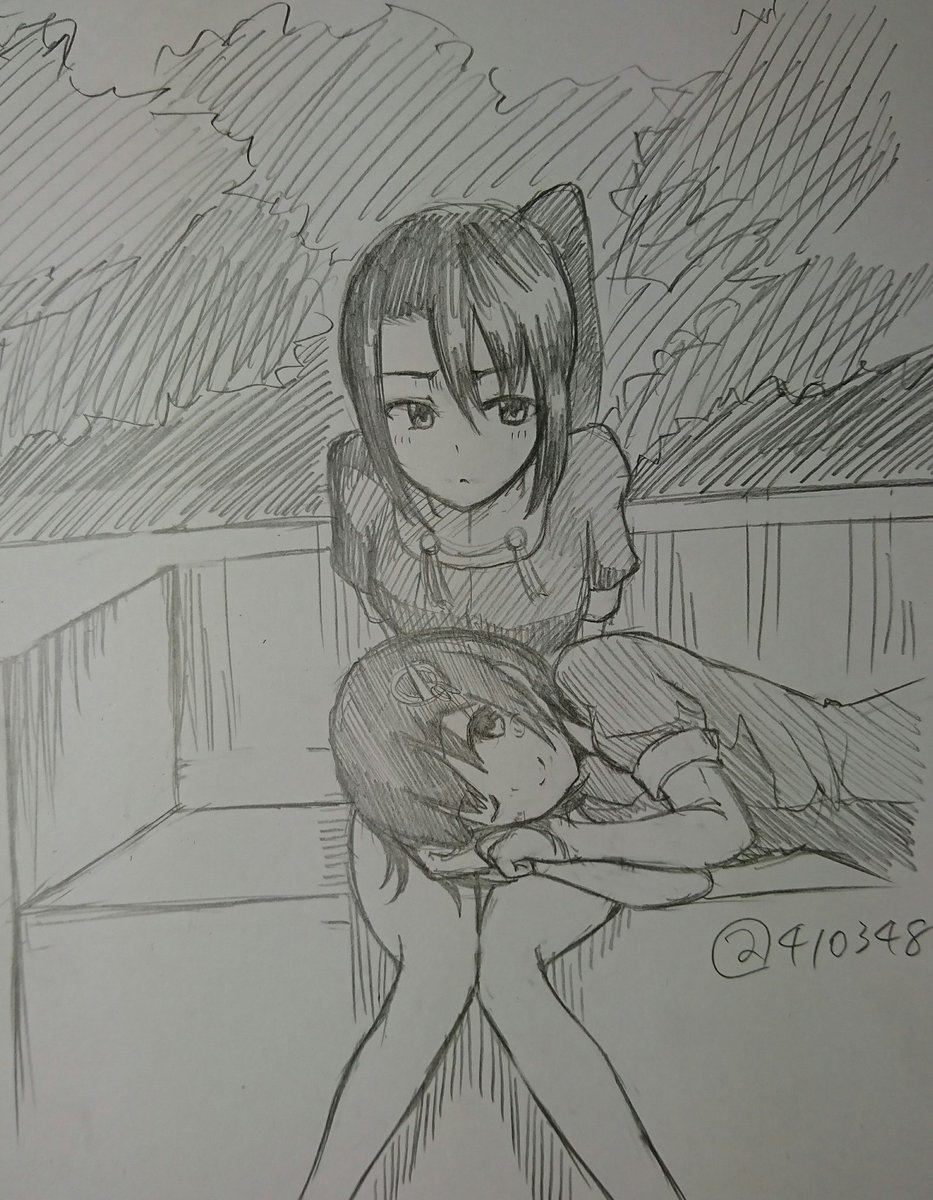 > 羽黒が那智の膝枕で寝てるとこでお願いします。 https://t.co/8N6FPKhRdP #odaibako

膝枕と羽黒はどちらも初めて描きました
羽黒ちゃん幸せそうに描くの難しい 笑 