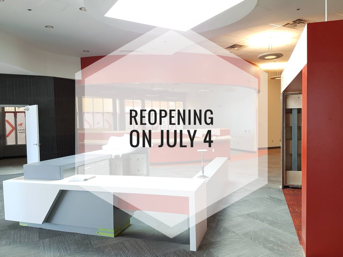 OakvilleLibrary's tweet photo. ⏰ The countdown is on! ⏰ Our Iroquois Ridge Branch is set to reopen on July 4! We can't wait to show you what's new in store! https://t.co/XEBBfAsnTb