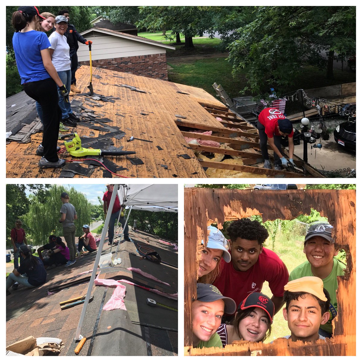 SJCMinistry's tweet photo. This week has flown! Can you believe that hole was in the roof! Big Team did a great job! #MS1 #MsBattle #SHSM https://t.co/5NJDDezIxu