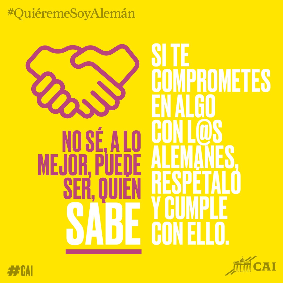 Alemaniaparati's tweet photo. Llegó el #Quiéremesoyalemán d la semana: No temas herir los sentimientos d un alemán mejor decir no que pedir perdón después #CAInforma #CAI https://t.co/GDrM9qfWvm