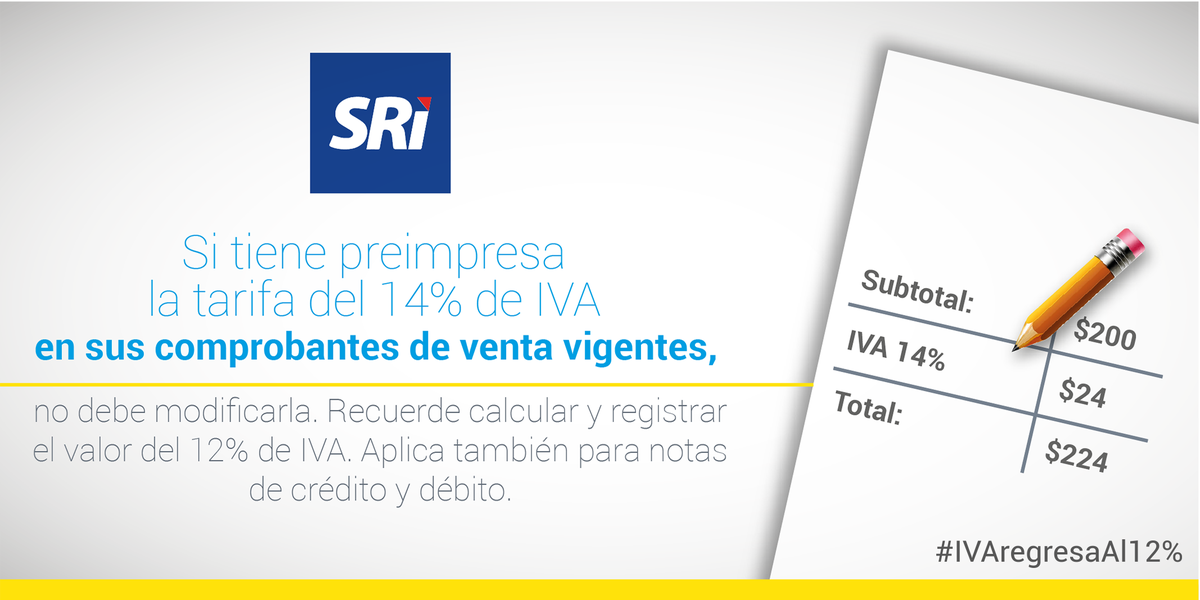 SRIoficialEc's tweet photo. Conozca qué hacer con sus comprobantes de venta vigentes al finalizar aplicación de #IVAtemporal ►https://t.co/bY0k7LKn8o https://t.co/daXuqKAD1K