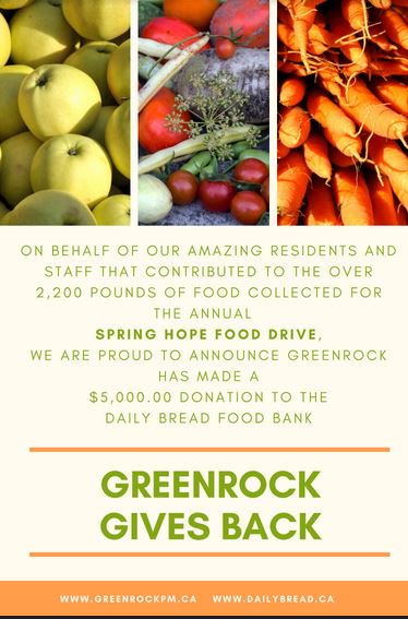 GreenrockVG's tweet photo. Thank you to our great #residents + staff who generously #donated to the #SpringHOPE Food Drive! We matched the food with a $5000 donation! https://t.co/jrFJ6cklOf