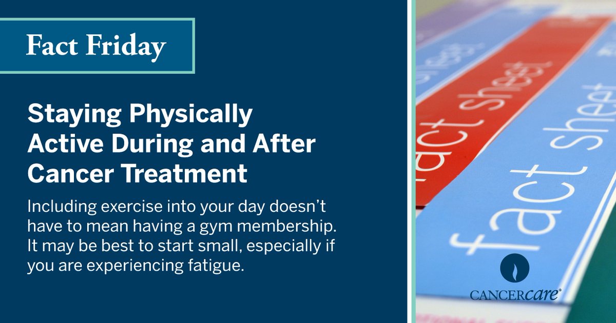CancerCare's tweet photo. Staying physically active can improve your ability, in mind &amp; body, to cope with #cancer. Our top #CancerCare tips https://t.co/eulw5hvat2 https://t.co/ti1dEZSt4V