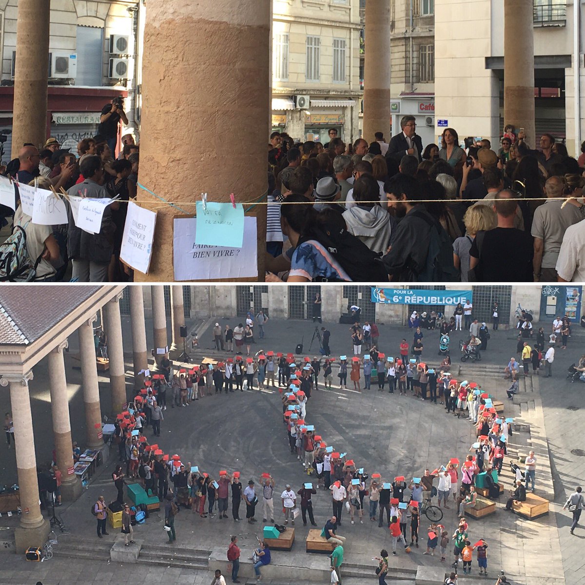 JLMelenchon's tweet photo. À #Marseille, un phi se dessine contre la pauvreté, pour un #AvenirEnCommun. https://t.co/iiRCOSk0Z6