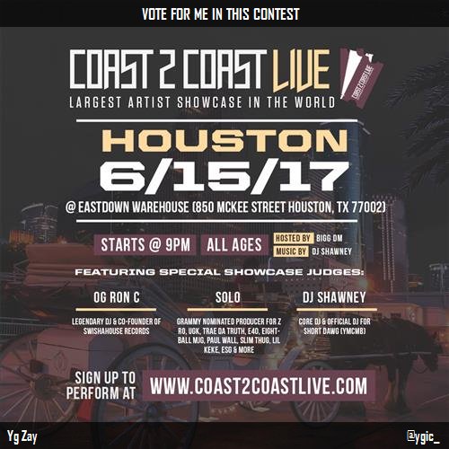 IsYgic's tweet photo. Vote for me to perform at #Houston All Ages Edition 6/15/17! https://t.co/Z05hqaciVA #Coast2Coast https://t.co/IQBInUoTRK
