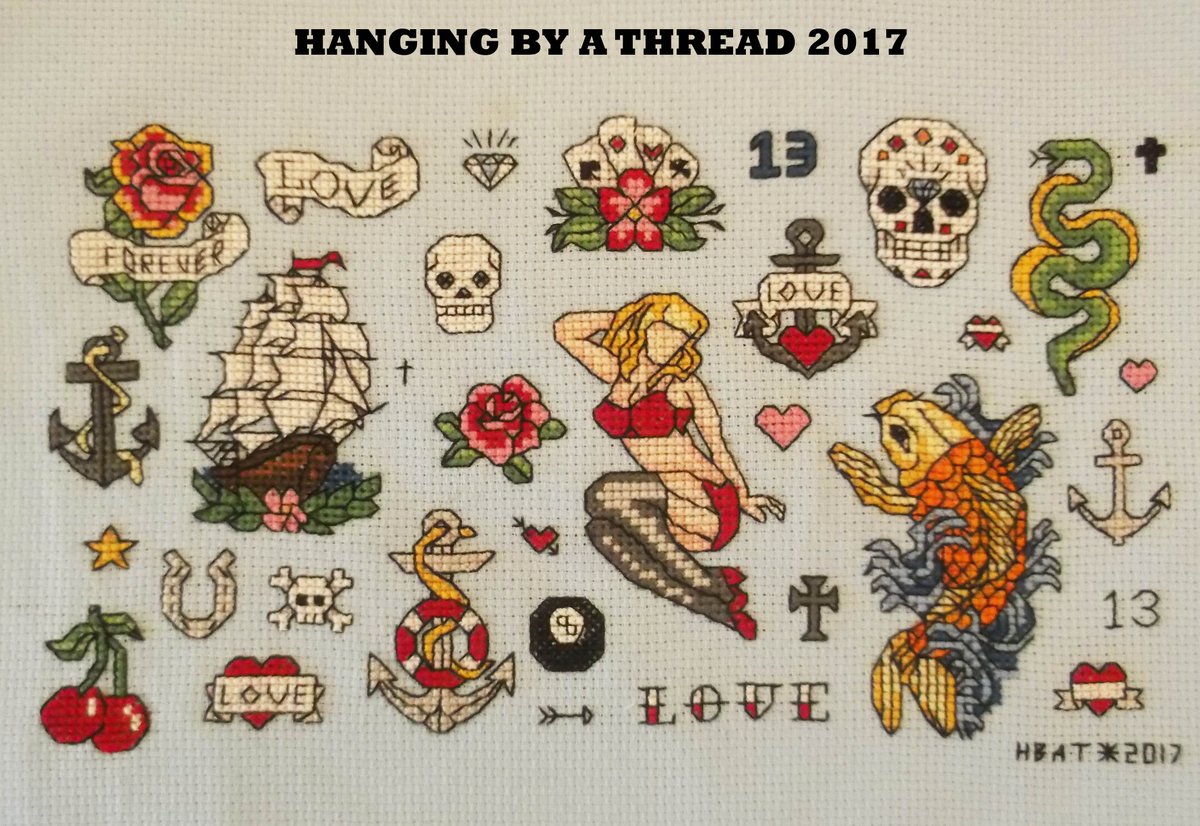 hbatemb's tweet photo. #tattoo #flash pattern 2 complete! #crossstitch #embroidery #craft https://t.co/1us5UzEgUM