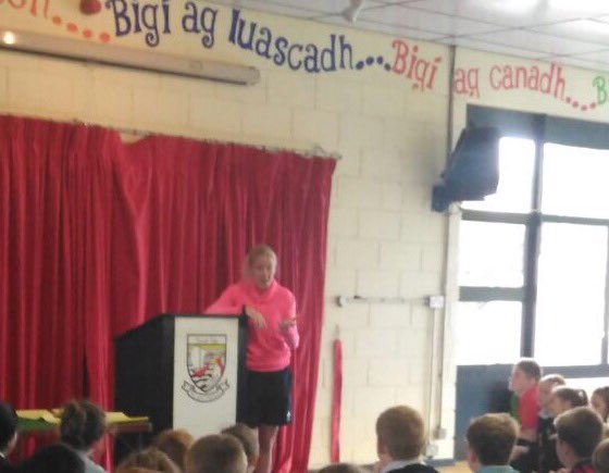 ScoilIde's tweet photo. Delighted that @JoyNevilleRef presented #FitForLife Certs to our 4ths who completed the challenge &amp; gave advice about facing challenges. https://t.co/4pFKYDcxsv