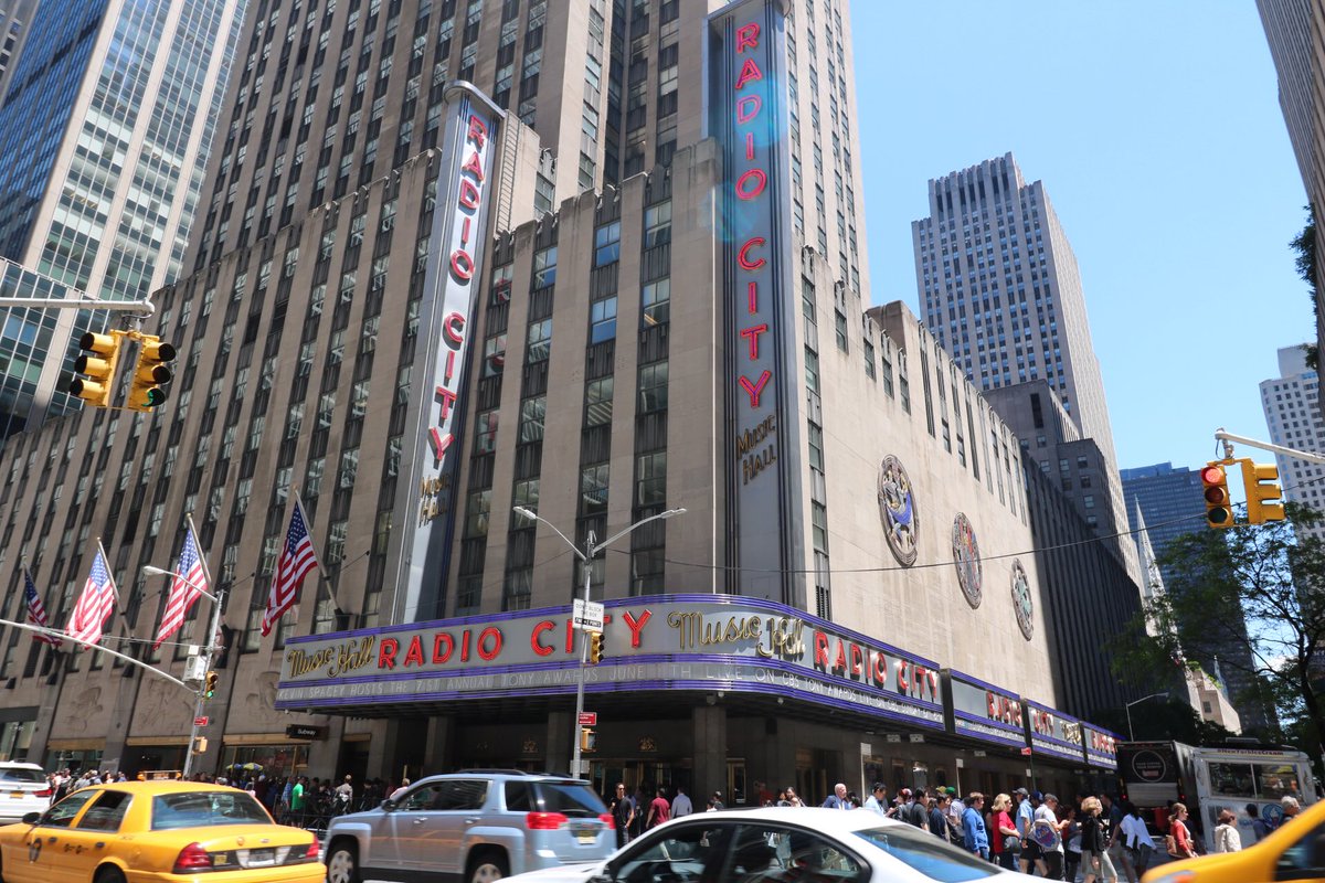 TheTonyAwards's tweet photo. Seeing our name in lights never get old. Our marquee is up at @RadioCity! #TonyAwards2017 https://t.co/Uovp1HwLyW