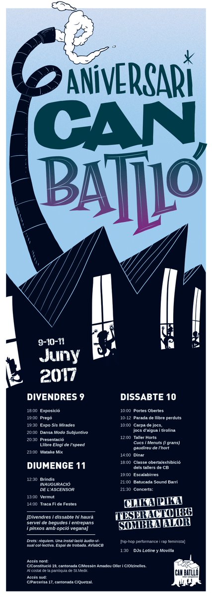 CanBatllo's tweet photo. #Avui divendres comencem a celebrar el 6è aniversari #6aCB! Fins la matinada!! #Sants #Hostafrancs #LaMarina #BCN https://t.co/t4gyPWC7yK