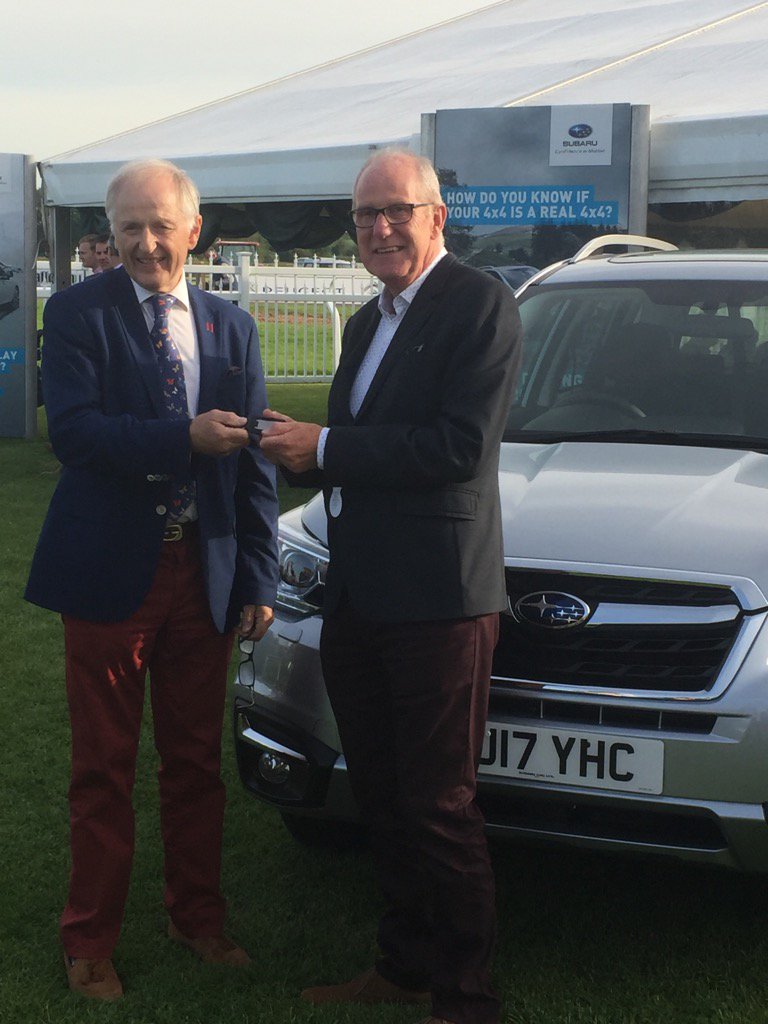 GBpointing's tweet photo. Tim Underwood, owner of Cheltenham Mati, the winner of the @SubaruUKP2P champs receives the keys to his Subaru. https://t.co/646oOdMlod