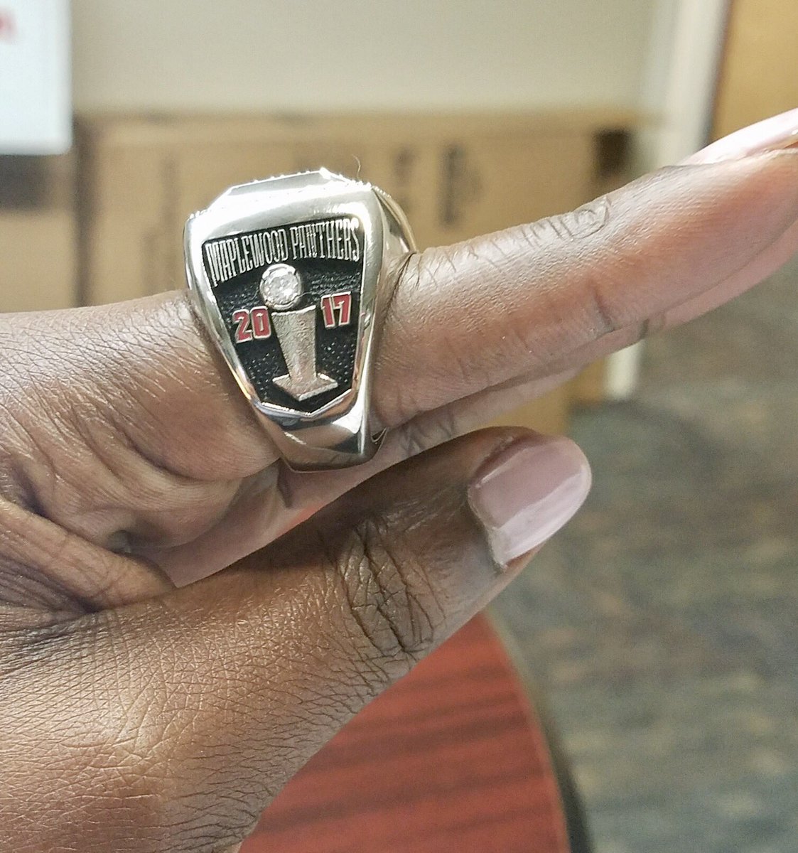 DrJonesMason's tweet photo. @PantherNation_1 Look what arrived today!  State Rings for State CHAMPS!  #PantherPride https://t.co/cYNurSlOID