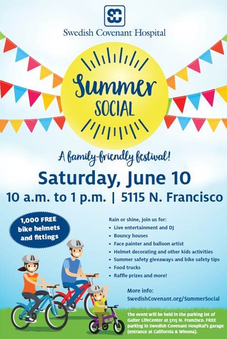 Don't miss out on #FREE bike helmet &amp; fittings provided by @SwedishCovenant! #KeepingChicagoSafe SwedishCovenant.org/SummerSocial